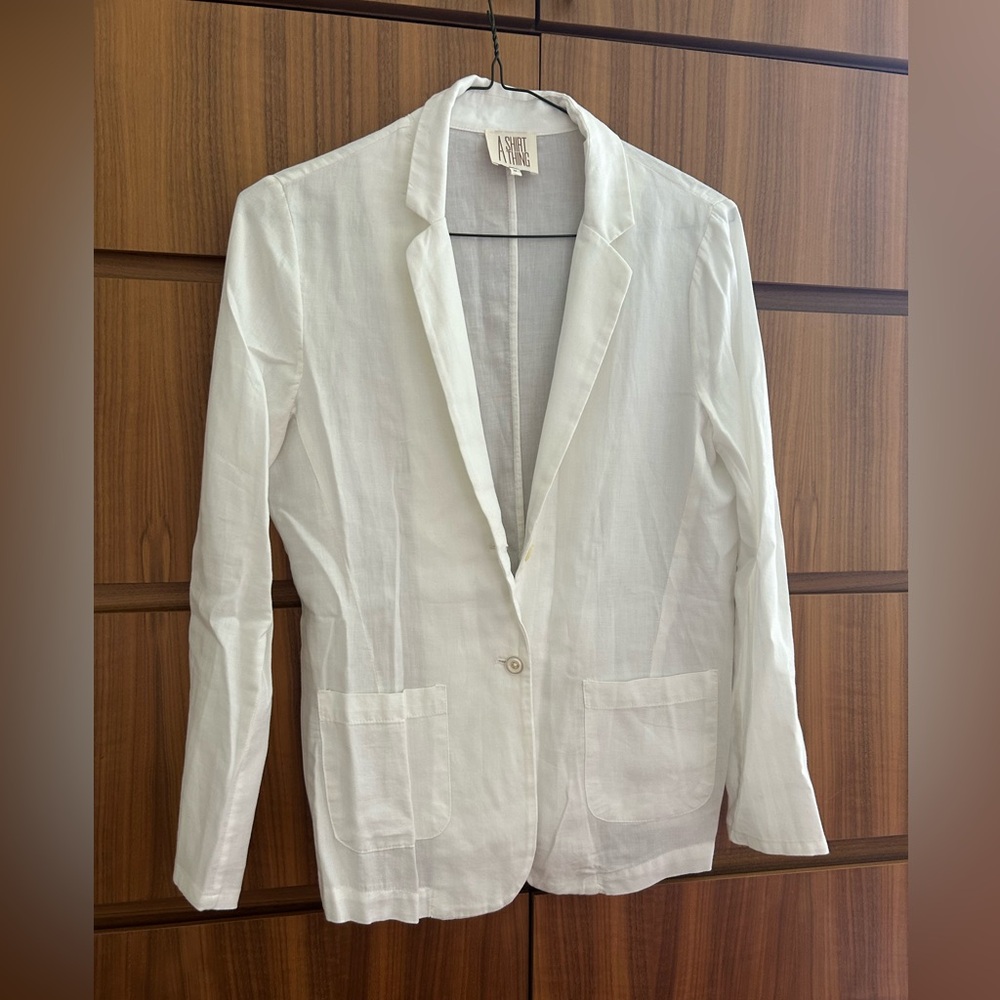 A Shirt Thing White Cotton Blazer